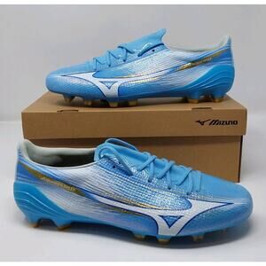Mizuno Alpha Elite Soccer Cleats Blue Gold US 10.5 FG Speed Boots